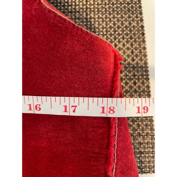 Suede Vest Womens Medium Red Leather Fleece Sleeveless Full Zip Jacket Coat - Picture 14 of 15